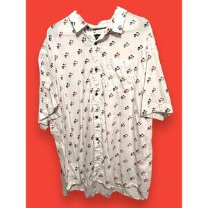 Steve’s Jeans Skulls Palm Trees Halloween White Casual S/S Button-Up Shirt 3X